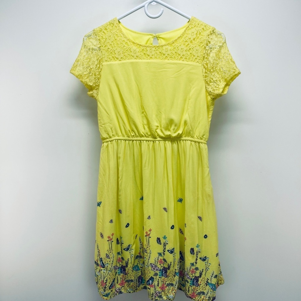 So Women’s Casual Short SunDress Floral Yellow Size XL